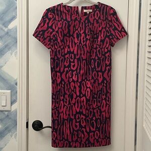 Trina Turk Vibrant Pink and Black Midi Dress